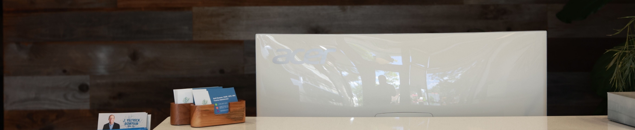 Computer at the front desk of a pediatric dental office in Denver